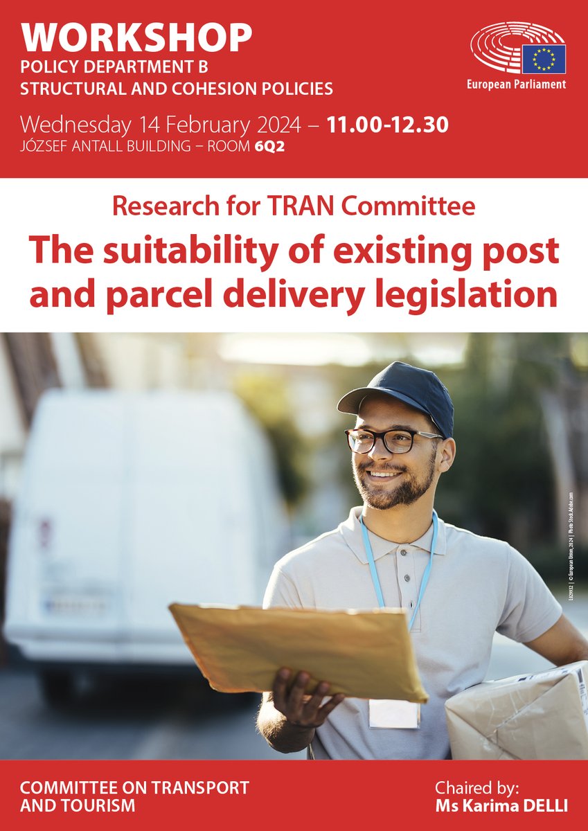 📢 Our #Workshop on The suitability of existing post and parcel delivery legislation is about to start: bit.ly/3upOjea or come back later to find all info on our blog: research4committees.blog/tran-events/ @EP_Transport #Research4Committees