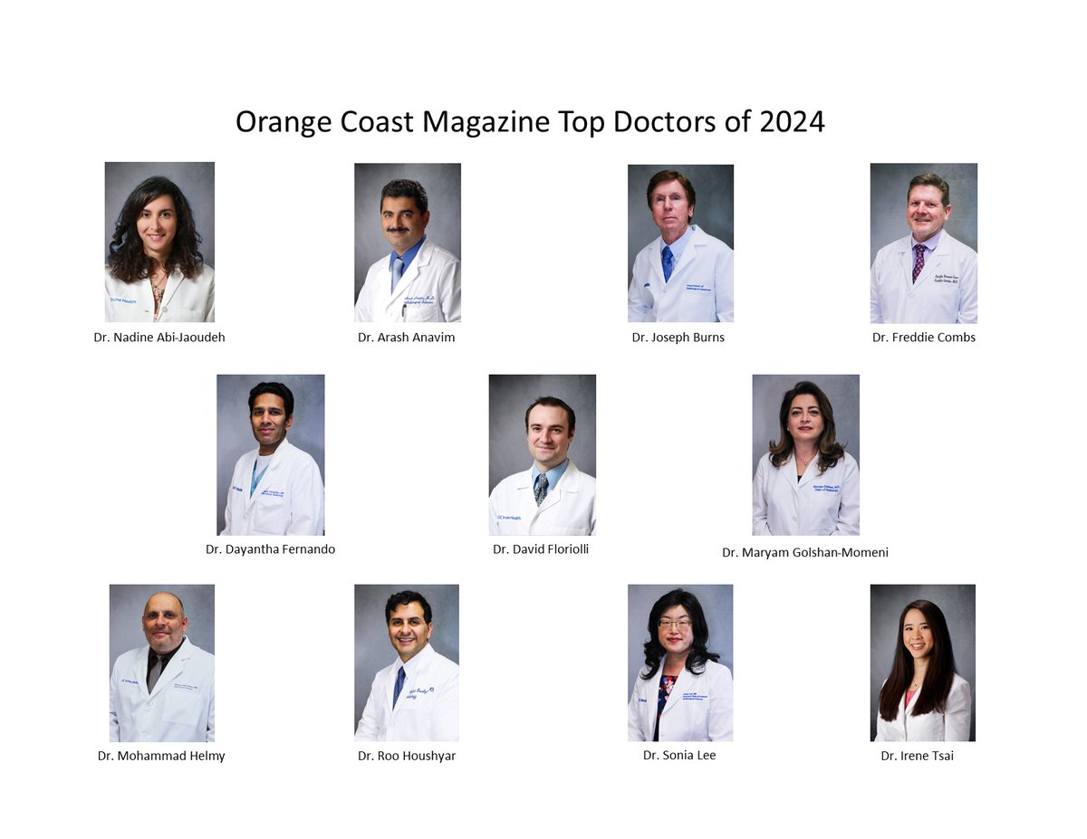 Congratulations to our faculty members who were named Top Doctors of 2024 by <a href="/OrangeCoastmag/">Orange Coast Magazine</a> :

 See the full list here: ow.ly/qyMZ50QyQAr

#UCI #Radiology #Congratulations <a href="/UCIradres/">UCI Radiology Residency</a> <a href="/UCI_Neurorads/">UCI Neuroradiology</a>