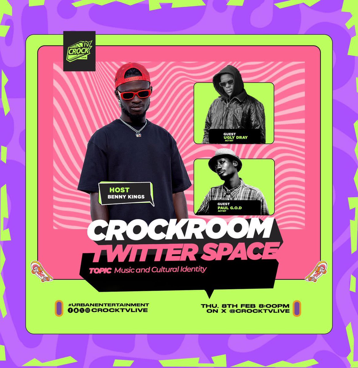 'Paul G.O.D' @therealpaulgod will be live on 'CROCK ROOM' @crocktv_ with Benny Kings at 8:00pm on Twitter space to talk about Music and Cultural Identity🔥🔥🔥 Stay Tuned!!! #paulgod #crocktv #rap #music #hiphop