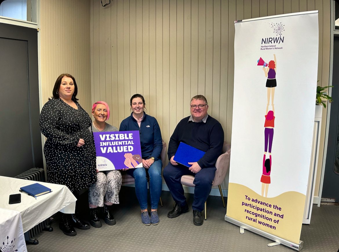 Thank you to @sinn_fein Áine Murphy MLA, Declan McAleer MLA, Vice Chair of the new AERA Committee & Bronwyn for coming to NIRWN today to hear the about priorities and issues rural women would like to see advanced by the new Executive and Committees. #Rural #Women #Priorities