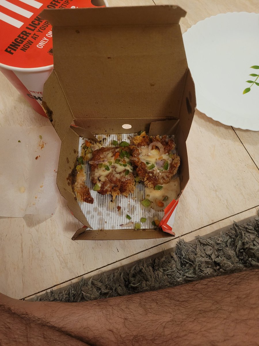 SayandeepX's tweet photo. @KFC_India @kfc Order ID: K281W63569 placed through KFC APP from KFC Horamavu Banaswadi Store. Paid 1050 INR. RECEIVED HALF CHIZZA(2 SLICES INSTEAD OF 4), LOOKED LIKE 2 SLICES WERE EATEN BY SOMEONE. MISSING PEPSI 475ML AND MEDIUM FRIES. WANT A RESOLUTION. CAN'T REACH STORE OR CC. https://t.co/gFAKLmQ3xU