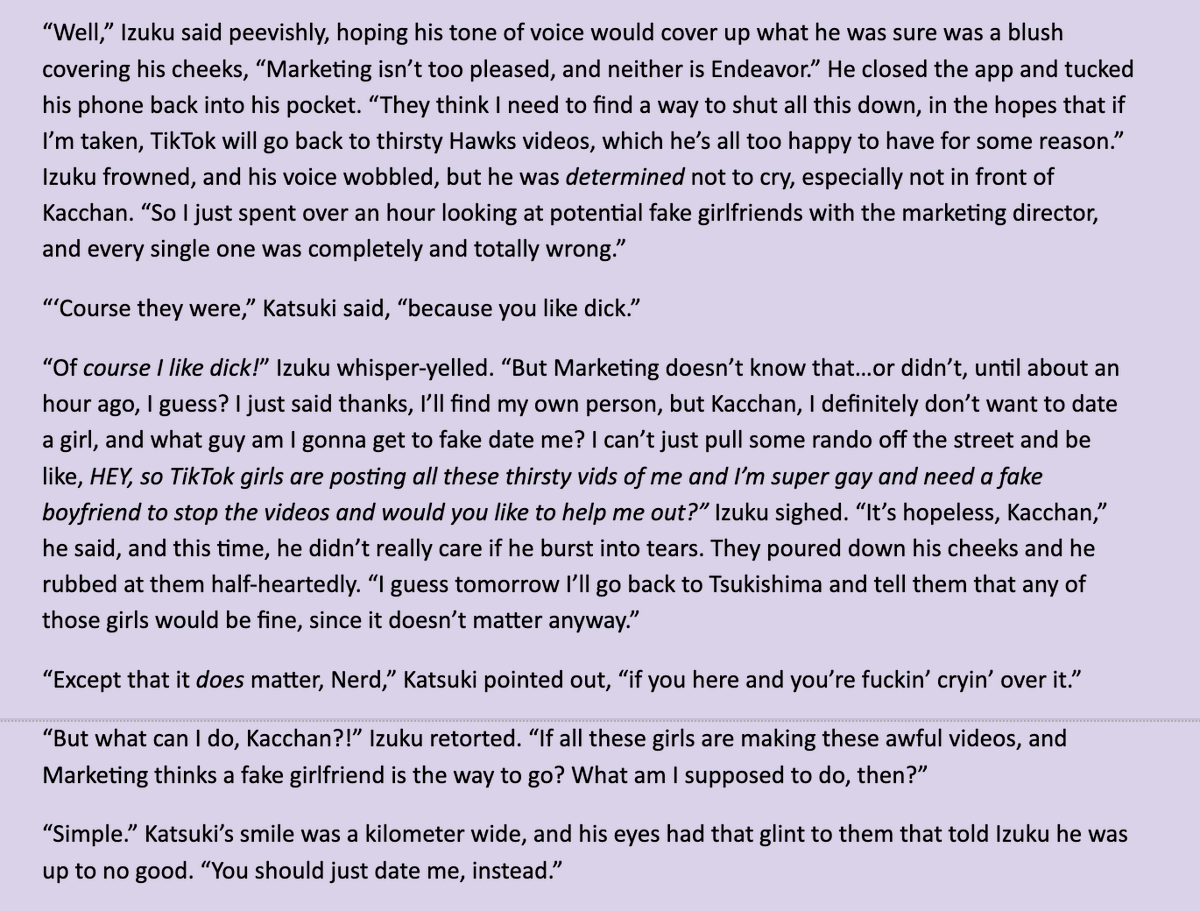 It's #WiPWeds, and I have a very special #BKDK cooking for the amazing <a href="/kalciart/">🔞 kalciart 🔞 - COMMS OPEN</a> 💗 

Featuring Izuku, who has been the topic of a number of thirsty TikTok videos, and Katsuki, who has a suggestion to help put an end to the videos for good...