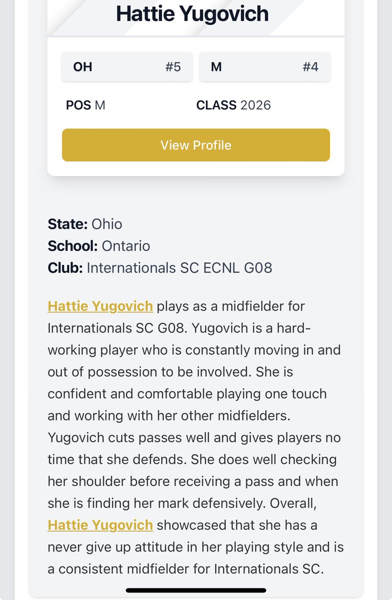 Hattie Yugovich (@hattieyugovich) on Twitter photo Wow! Thank you <a href="/PrepSoccer/">Prep Soccer ⚽️</a> for the nice article about my <a href="/ISCgirls/">ISCgirls</a> team!
ECNL Ohio Valley Conference Overview: Internationals SC G08 prepsoccer.com/2024/02/ecnl-o…
<a href="/ImCollegeSoccer/">College Soccer Truth ™</a> <a href="/ImYouthSoccer/">ECNL/GA/Recruiting/College Soccer</a> Wow! Thank you <a href="/PrepSoccer/">Prep Soccer ⚽️</a> for the nice article about my <a href="/ISCgirls/">ISCgirls</a> team!
ECNL Ohio Valley Conference Overview: Internationals SC G08 prepsoccer.com/2024/02/ecnl-o…
<a href="/ImCollegeSoccer/">College Soccer Truth ™</a> <a href="/ImYouthSoccer/">ECNL/GA/Recruiting/College Soccer</a>