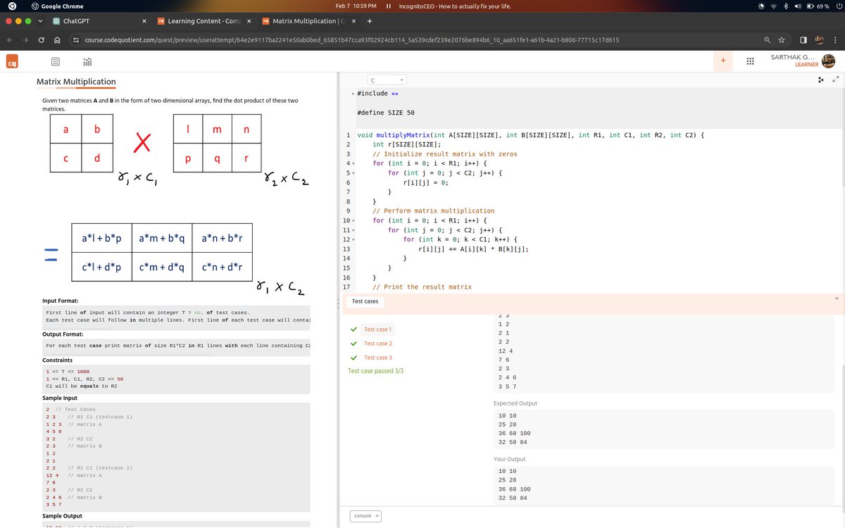 🚀 Day 38 of #100DaysOfCode! 🌟
-Explored 2D arrays in C today, delving into new concepts and honing my coding skills! 🔄💻
-Progress isn't always measured by the amount done, but by the dedication to keep learning! 💪

 #CodeNewbie #CProgramming #ContinuousGrowth