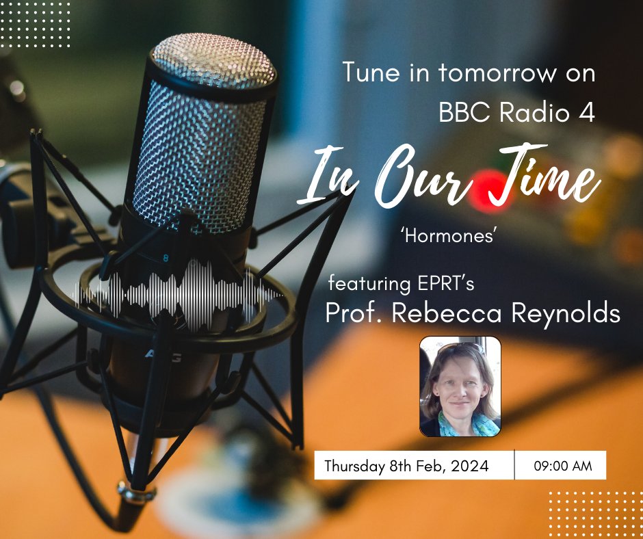 Tune into @BBCRadio4 tomorrow (8/2/24) at 9am to hear our very own @rr_metabolicmed on #InOurTime with Melvyn Bragg talking all things #hormones : bbc.co.uk/programmes/m00… @EdinburghUni @EdinUniCVS @NHS_Lothian #WomenInSTEM