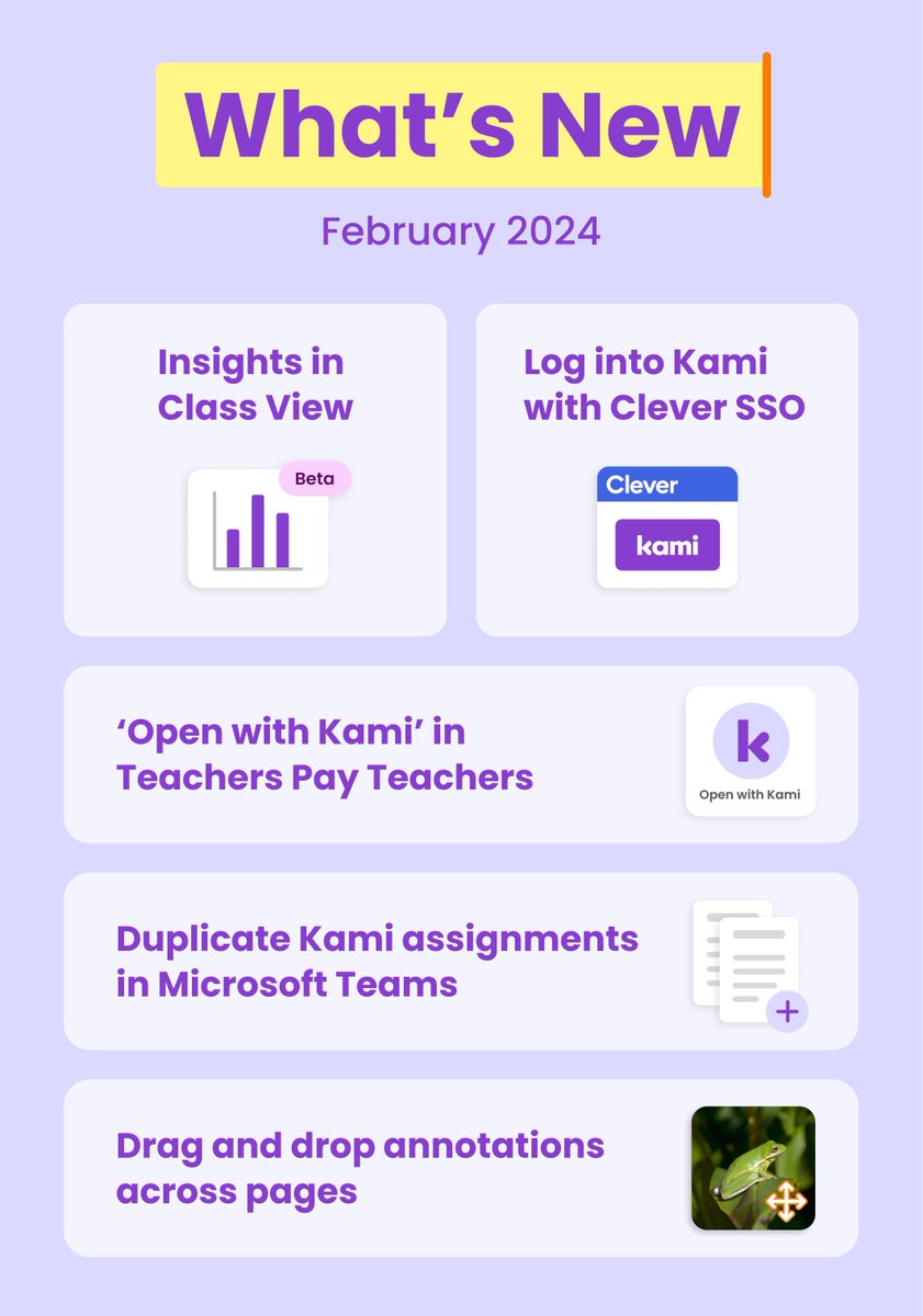 EdTechAussie's tweet photo. What's New this February at @Kamiapp?
Discover their exciting updates below or head to https://t.co/rVThKWVaRj
#KamiUpdates https://t.co/6DgIemc3x4