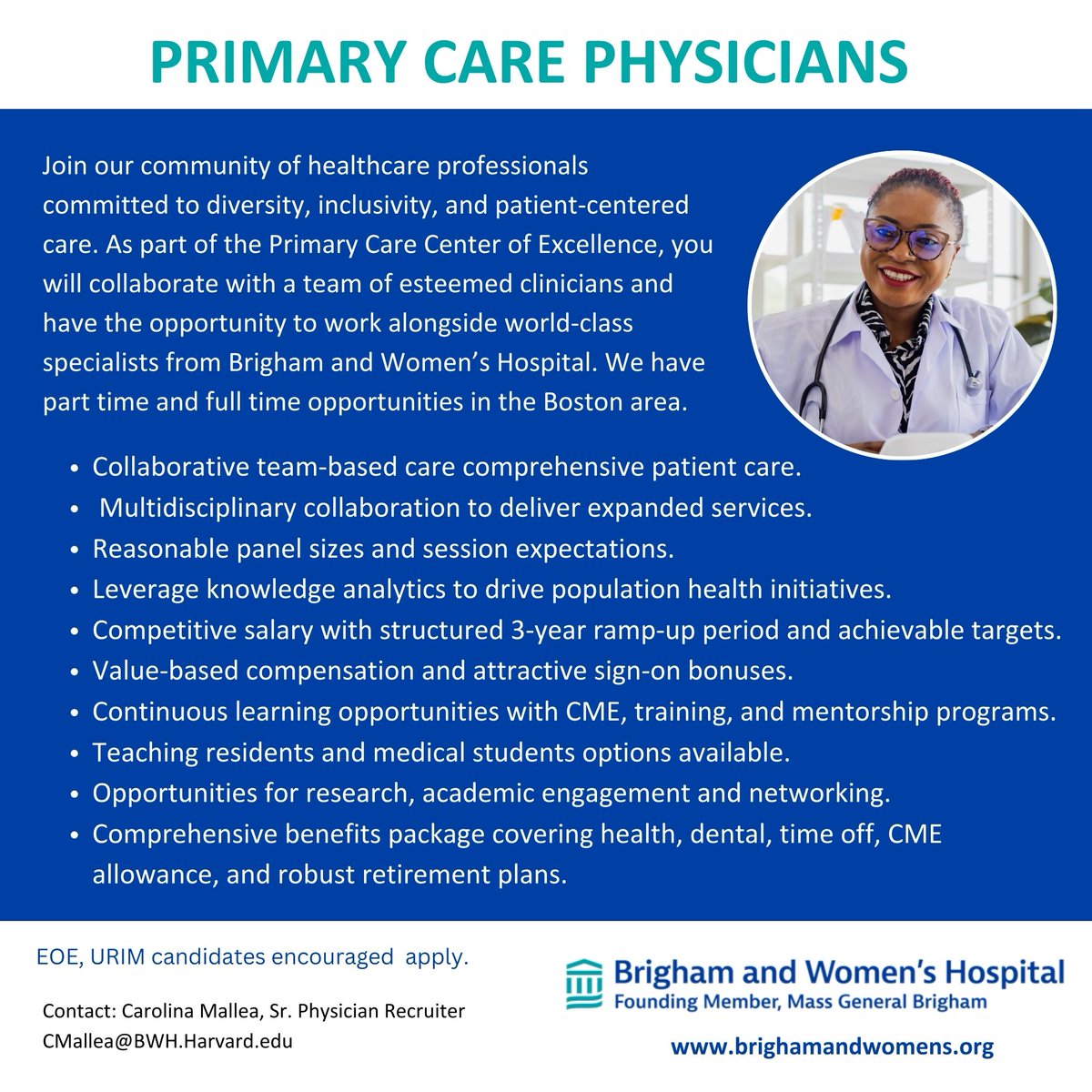 Primary Care Physician opportunities in the greater Boston area.  #InternalMedicine #FamilyMedicine #PrimaryCare #PhysicianJobs #Physicians