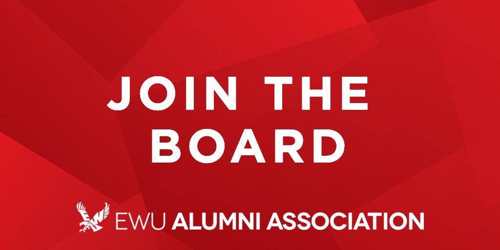 EWUalumni's tweet photo. 1/2 Do you enjoy: 
-Connecting with other Eags?
-Sharing your Eastern story?
-Flying the Eagle on your clothes, car and office walls?
-Having fun?
Then we need you on the EWU Alumni Association (EWUAA) Board of Directors! https://t.co/V3QeIHJgik