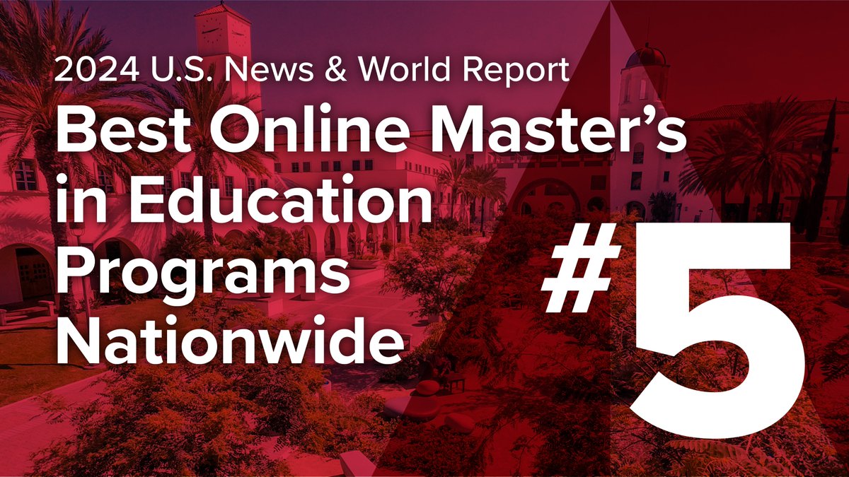 This morning, @USNewsEducation released its 2024 Best Online Master’s Programs list and #SDSU achieved a best-ever No. 5 ranking in the Graduate Education category! We are once again the highest-ranked program in the western U.S. 📰 sdsu.edu/news/2024/02/i…