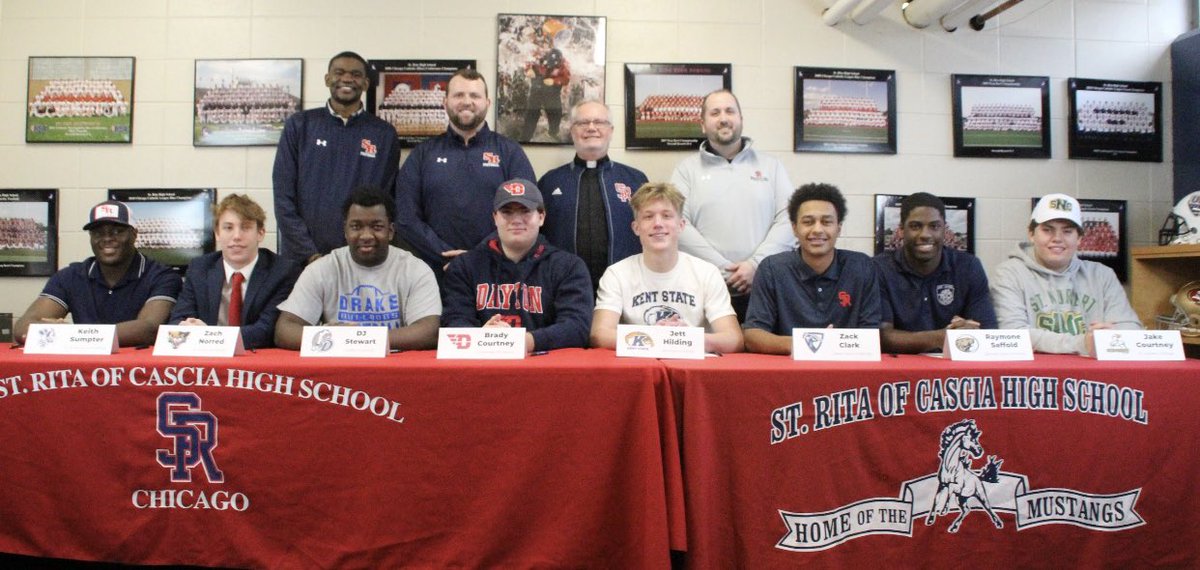St. Rita Football (@stritafootball) on Twitter photo Congratulations to our seniors who signed their NLI today! We wish them the best of luck as they continue their academic and athletic careers at the collegiate level. <a href="/CoachMHopkins/">Martin Hopkins</a> <a href="/StRitaAthletics/">St. Rita Athletics</a> #MustangLegacy Congratulations to our seniors who signed their NLI today! We wish them the best of luck as they continue their academic and athletic careers at the collegiate level. <a href="/CoachMHopkins/">Martin Hopkins</a> <a href="/StRitaAthletics/">St. Rita Athletics</a> #MustangLegacy