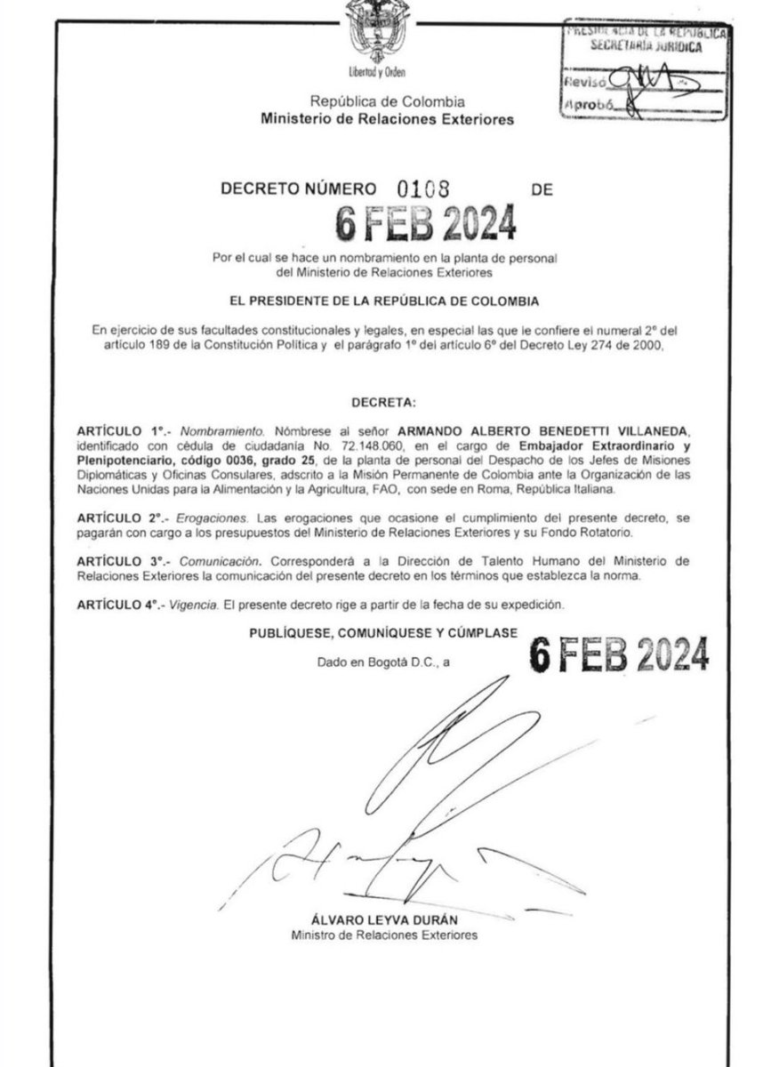 JohaAmaya's tweet image. Un decreto firmado por un funcionario suspendido  nombrando a un funcionario cuestionado. Qué belleza!!!