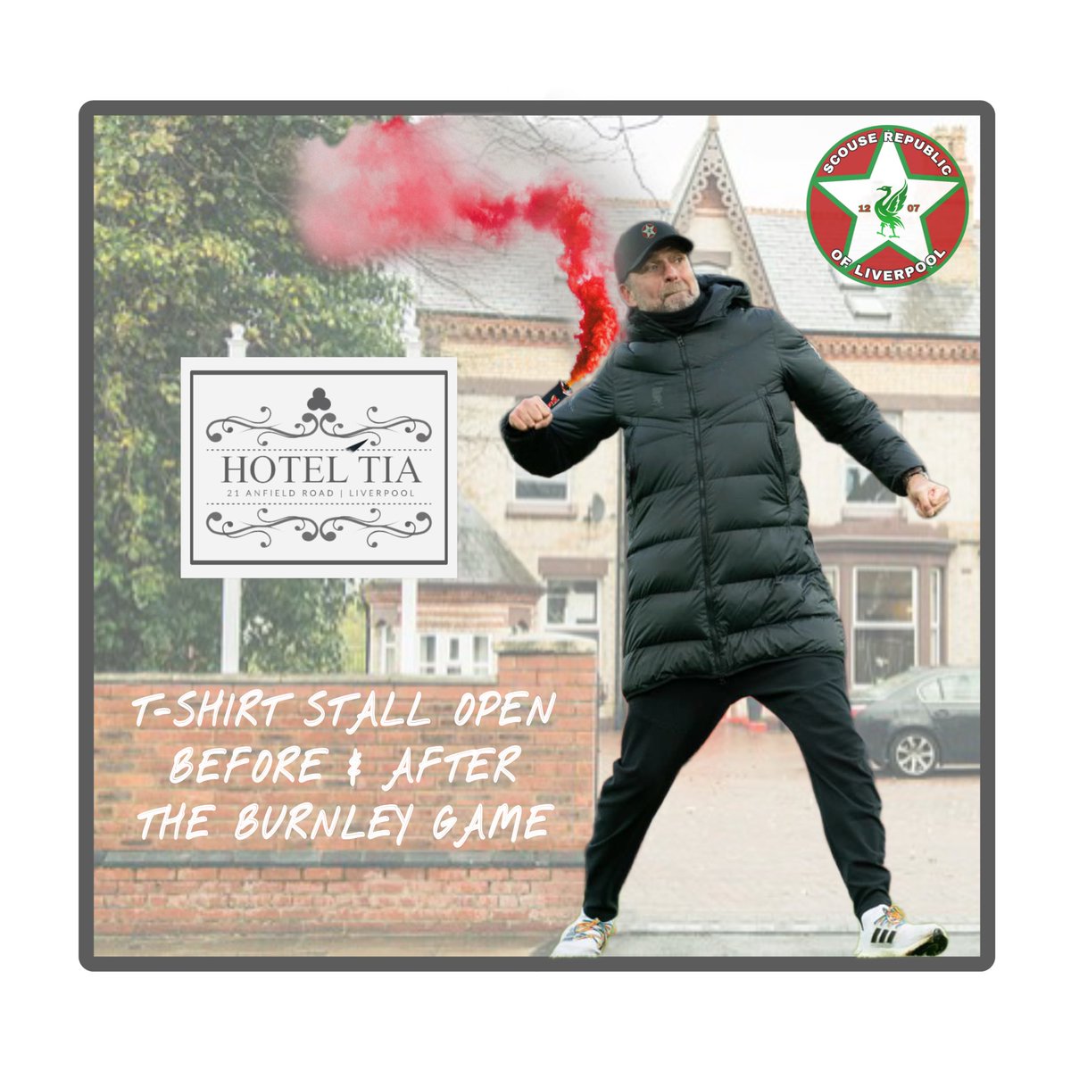 ScouseRepublic's tweet image. If you’re around Anfield for the match on Saturday, pop in to Hotel TIA on Anny Road and say hello. We’ll have a stall there from around 12 til after the match. Be boss to see some of you 😊👍🏼
