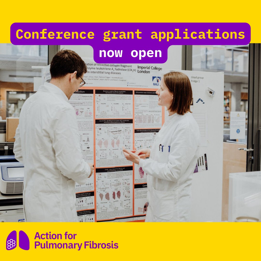 📢Applications for the APF Conference Grant are open!

We provide funding for UK-based students, early career researchers, and healthcare professionals to present their PF research at conferences. 

⏰Apply by 04 March at 12pm ⬇️
actionpf.org/research-info/…  

#ATS2024