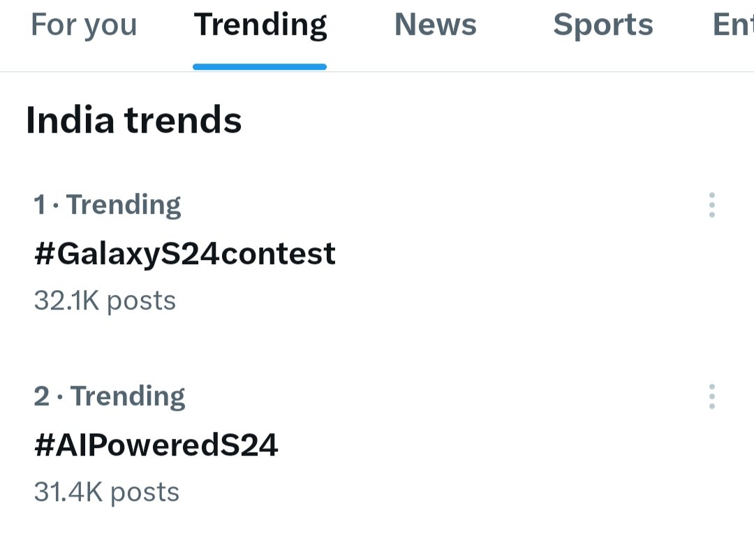 #AIPoweredS24 Wow 😍In India already trending #1, #2 in India #AIPoweredS24 #GalaxyS24📷 #GalaxyS24contest #GalaxyS24xstufflistingsarmy