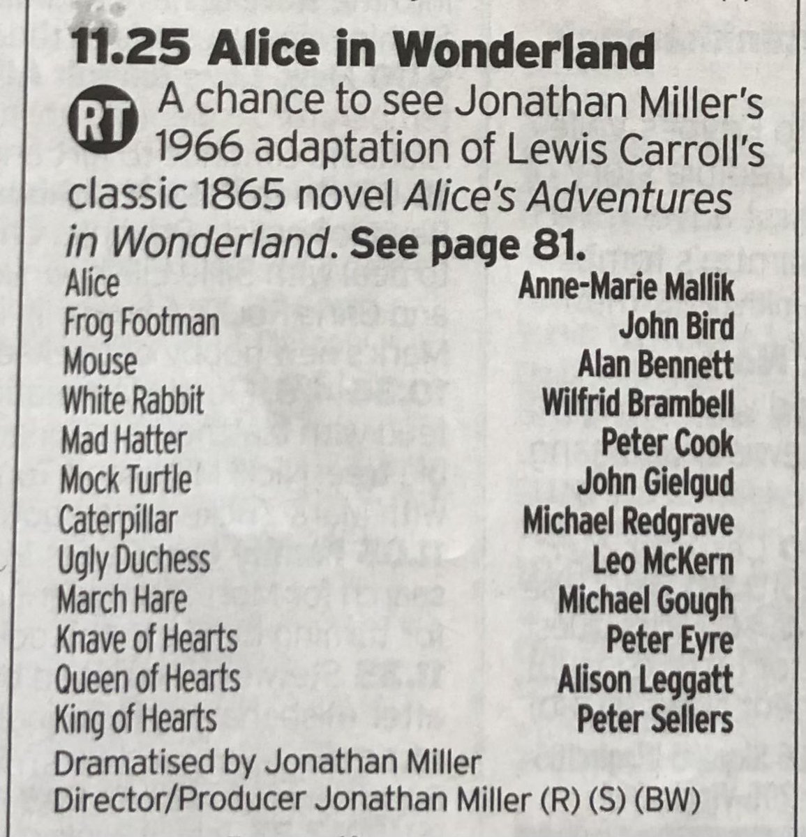Not quite sure why this is on so late. But just look at that cast! First broadcast around Christmas in 1966 On tonight-Wednesday-on BBC4
