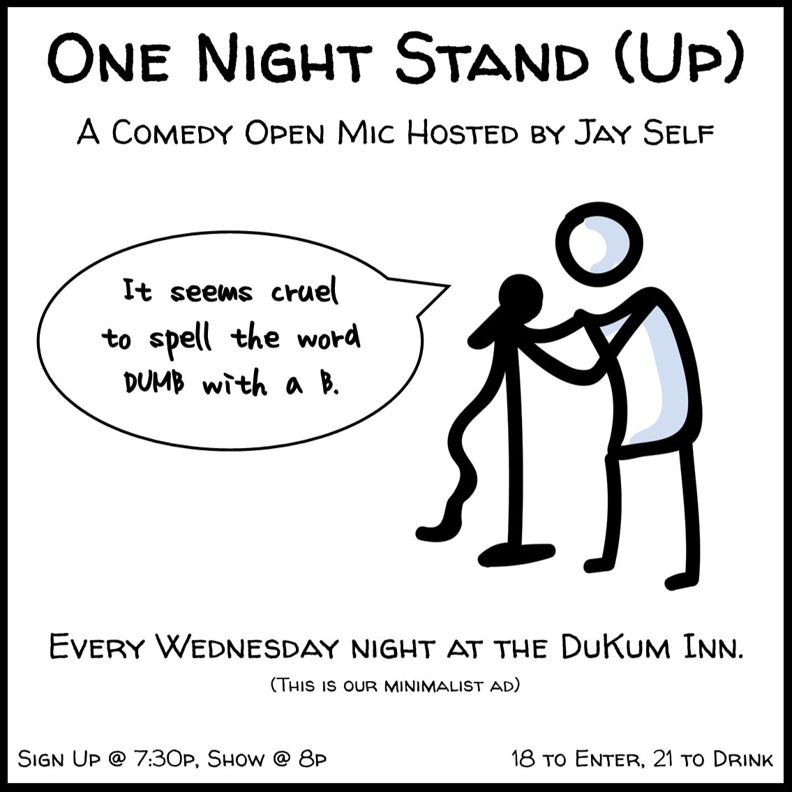 HumorIsRhetoric's tweet photo. TONIGHT!!  Come have a beer and some fun.  See you at the @DuKumInn.  #LiveComedy https://t.co/vbbmIKcQf5