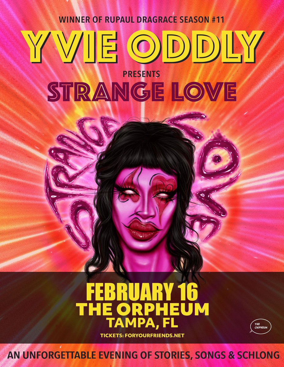 Coming up: @OddlyYvie in Orlando and Tampa. Tickets available at foryourfriends.net (Orlando) Theorpheum.com (Tampa)