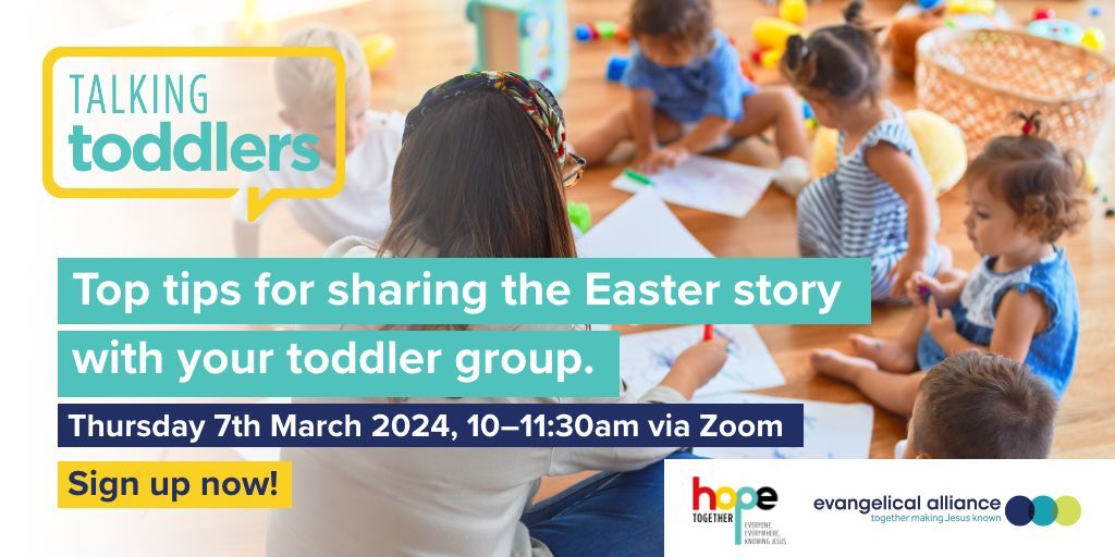 EAUKnews's tweet image. How can we share biblical truths like the cross of Christ in a way that's accessible to children AND powerful for adults.

Come to the next Talking Toddlers webinar, where we will be giving top tips for sharing the Easter story with your toddler Group. 
👉 bit.ly/4966vZo
