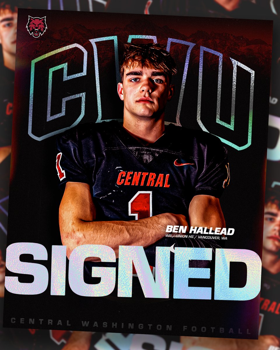 CWUFB's tweet photo. 🖊️SIGNED

Ben Hallead

📏 6'3, 175 - WR

🏫 Union HS

🎤 “Ben is a 2nd generation Wildcat, he knows how to win his 1 on 1 matchup and has the ability to make big-time plays after the catch. We can't wait to see him scoring TDs in Tomlinson Stadium!” https://t.co/9Lxz3nZn1M