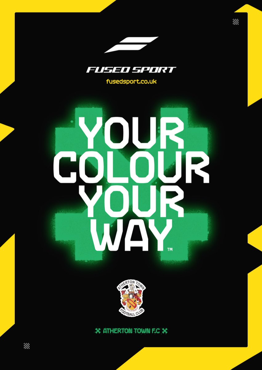 fusedSPORTMCR's tweet photo. Stand out from the rest, go beyond your limits. 
—— 
@fusedSPORTMCR x @AthertonTownFC 
——
#YourColourYourWay #PartnerClub https://t.co/1SpruWWIm1