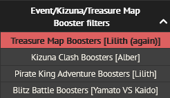 Solaris_333's tweet photo. Treasure Map vs. Lilith Information
#トレクル #ONEPIECE #OPTC #TreCru

Boosters: https://t.co/xpYEPpOkMd
Gimmicks

East Blue: https://t.co/JyhvIs1333
Grand Line: https://t.co/Dw4jrGDTA8
New World: https://t.co/B3g3wdkGkh

Boosted units are also filterable on the OPTC-DB! https://t.co/lCu6Wa8K9l