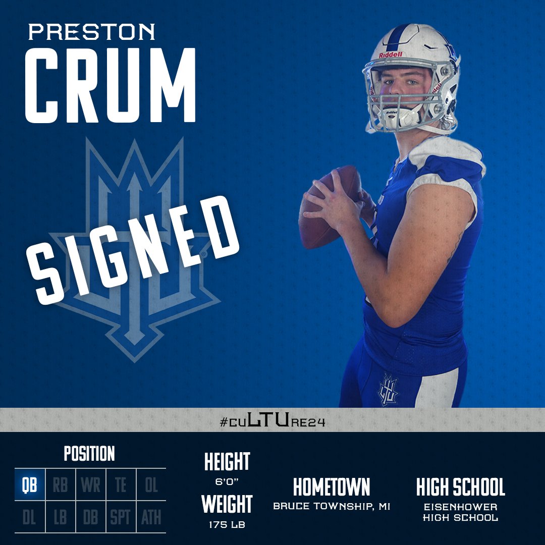 SIGNED. SEALED. DELIVERED. 📝 Welcome to the Blue Devil Family, @PrestonCrum5 🔱 #cuLTUre24 #WeAreLTU #NSD2024