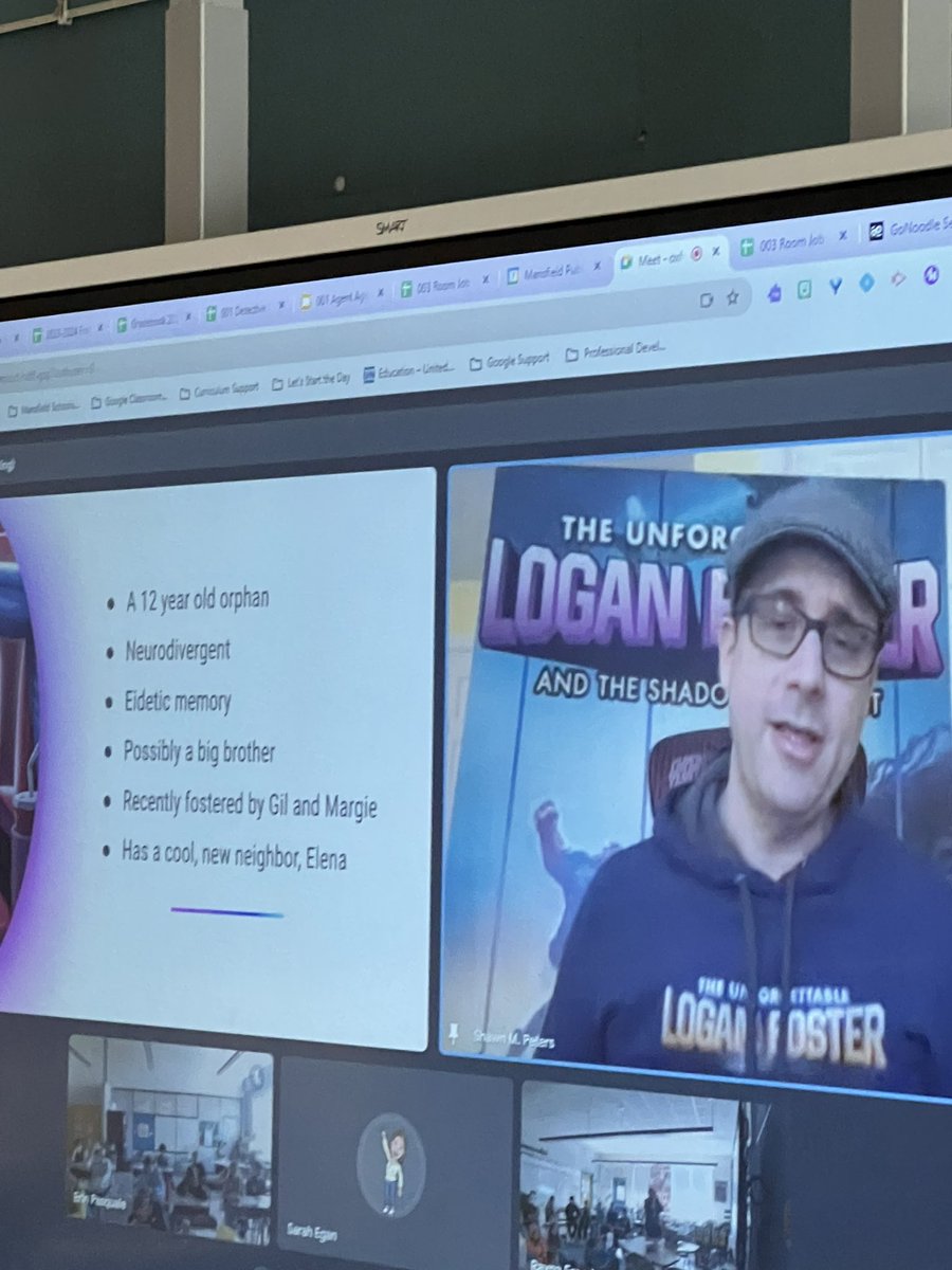 rlfreedm's tweet photo. We loved hearing from @ShawnTweeters share his book about a neurodivergent character, Logan Foster. We discussed what it means to be neurodivergent, learned about Logan, and asked questions. Another great #wordreadaloudday session for the #jjsecretagents and two other classes. https://t.co/ZGxCCos9tH