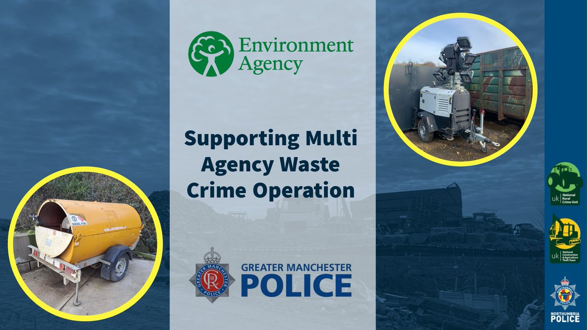 Today we supported the newly seconded #NRCU #FlyTipping Officer, @gmpolice & @EnvAgency on a waste crime operation, during which @NCATT_UKPolice identified & recovered a #stolen fuel bowser and lighting tower. #AlwaysLooking🔎