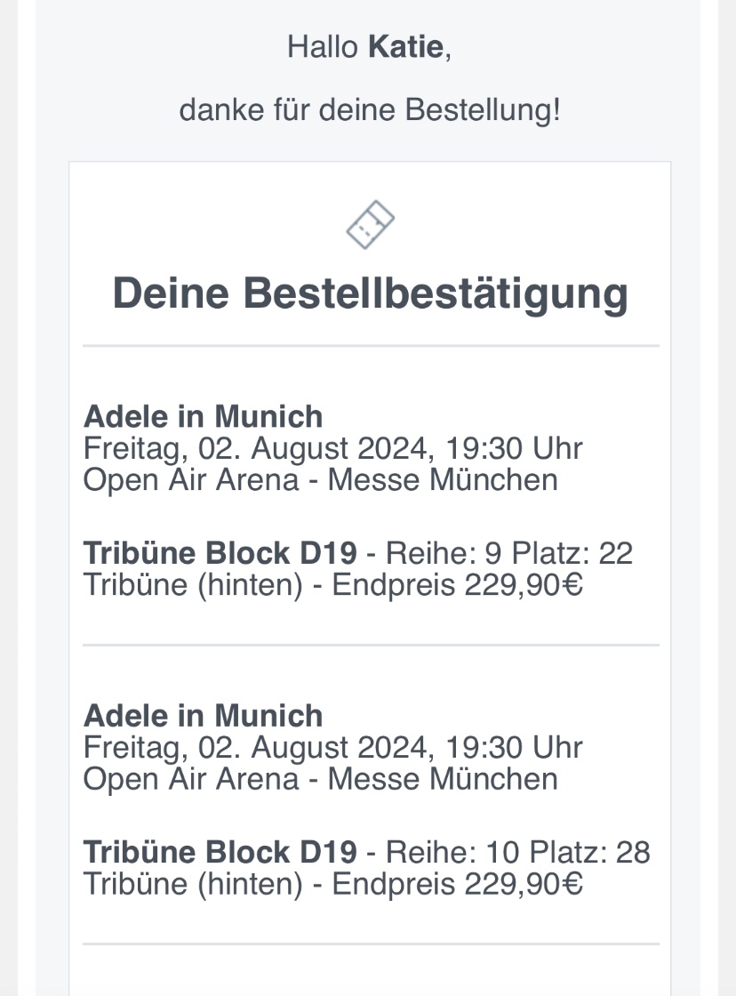 kittykatfarrell's tweet photo. Selling FACE VALUE 2 Adele Munich tickets! - this date at these prices is now SOLD OUT
Got more than I needed! DM for details. #adelemunich #Ticketmaster #adeletickets https://t.co/JVOYzHKXpP