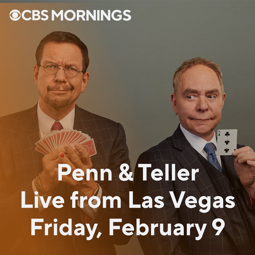 TUNE IN: Duo @pennjillette and @mrteller join us live from Las Vegas to show off some magic ahead of #SuperBowlLVIII, Friday on CBS Mornings.