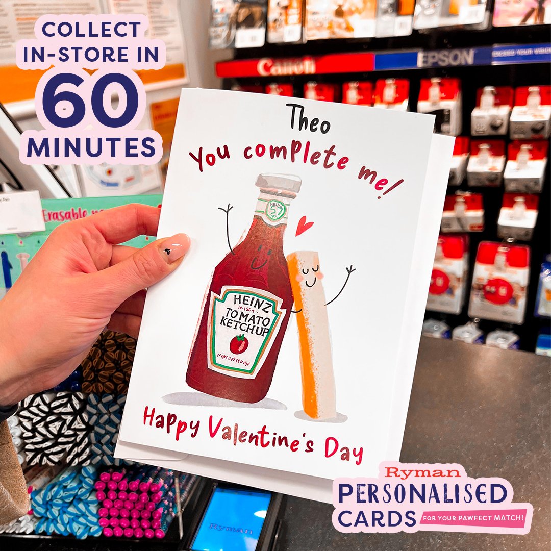 RymanStationery's tweet image. Valentine's day? We're here to help 💌 
Download the Ryman app, personalise and collect in-store in just 60 minutes now!

That's right we can 'complete' your life in just 3600 seconds. #matchmadeinheaven

Download Now: onelink.to/ryman

#rymanapp #personalisedcards