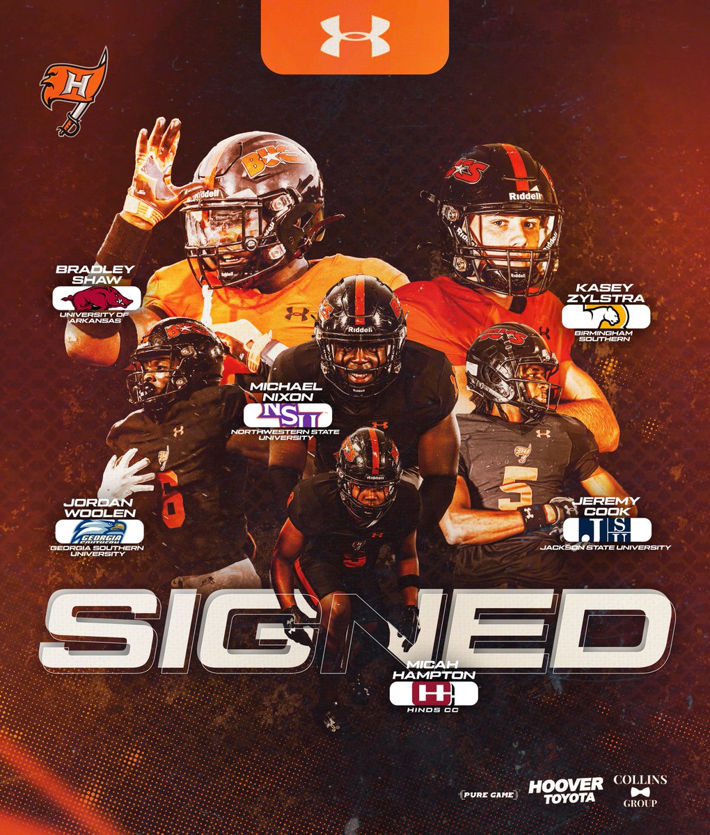 Congratulations to <a href="/thebradleyshaw/">Bradley Shaw</a>, @jujucookk9, @michael_cnixon, @micahhampton14, <a href="/jordanwoolen6/">Jordan “Speedy J” Woolen</a>, and @kzylstra45 on signing to play college football! We can't wait to see you excel at the next level. Best of luck on this exciting journey ahead! 🏈