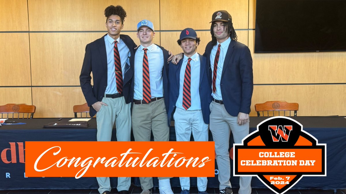 Congratulations to Alejandro Ford, Lucas Osada, Jarrett Cark and Jaden Ferguson who signed their NLI's this morning in front of family, coaches, friends and Woodberry community members. Go Tigers!