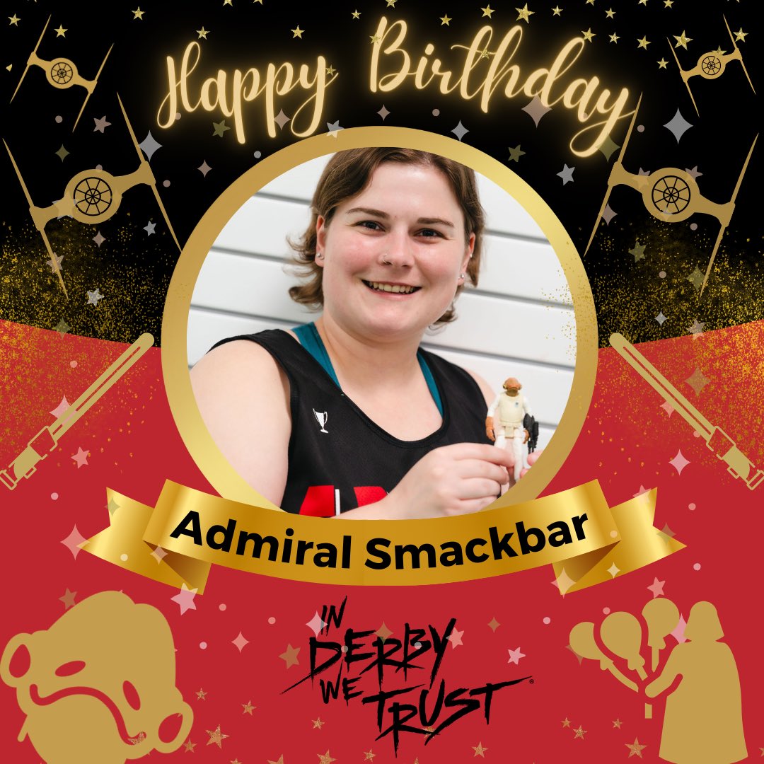 Happy birthday Admiral Smackbar! Opposing jammers exclaim “It’s a trap!” whenever they encounter Smack, knowing they’re about to be hit into a galaxy far, far away. This birthday will be as epic as the Battle of Endor! #dcrollerderby #DCRD #InDerbyWeTrust® #rollerderby
