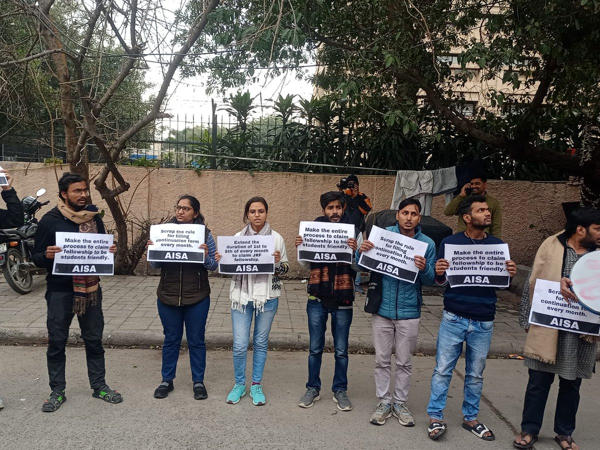 Update about protest at UGC HQ* 7 February 2024 AISA had called for a protest to extend the 8th February deadline for claiming all dues of JRF-SRF holders till December 2023. The notice was issued on 18th January 2024, leaving very few working days to get the process done. On 5…