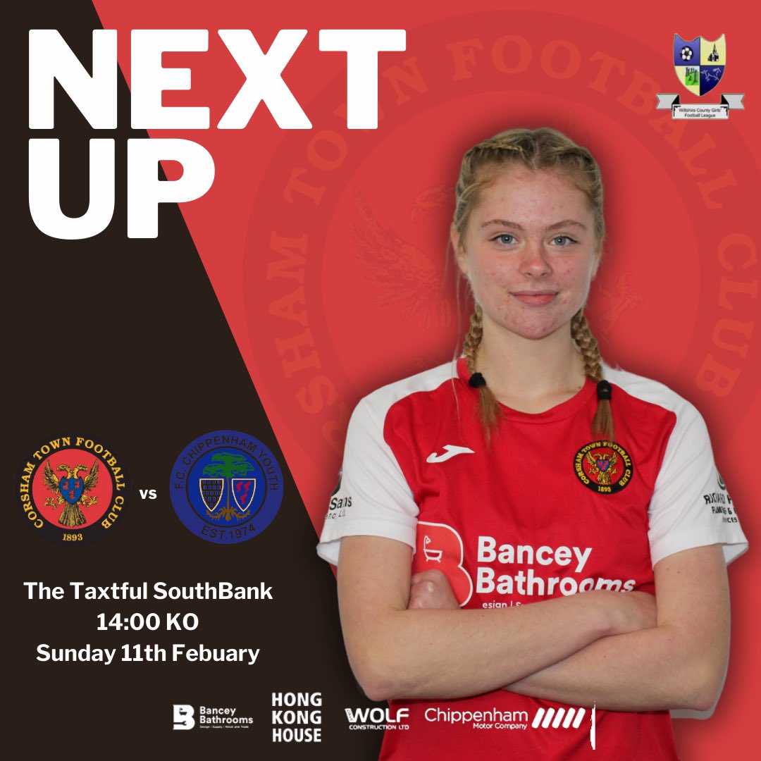 League action next!

Corsham town women vs FC Chippenham Youth

Free Entry 
Hot food 
Bar open 

2PM KO @ The Taxtful SouthBank 

Head over to our instagram for the full version.