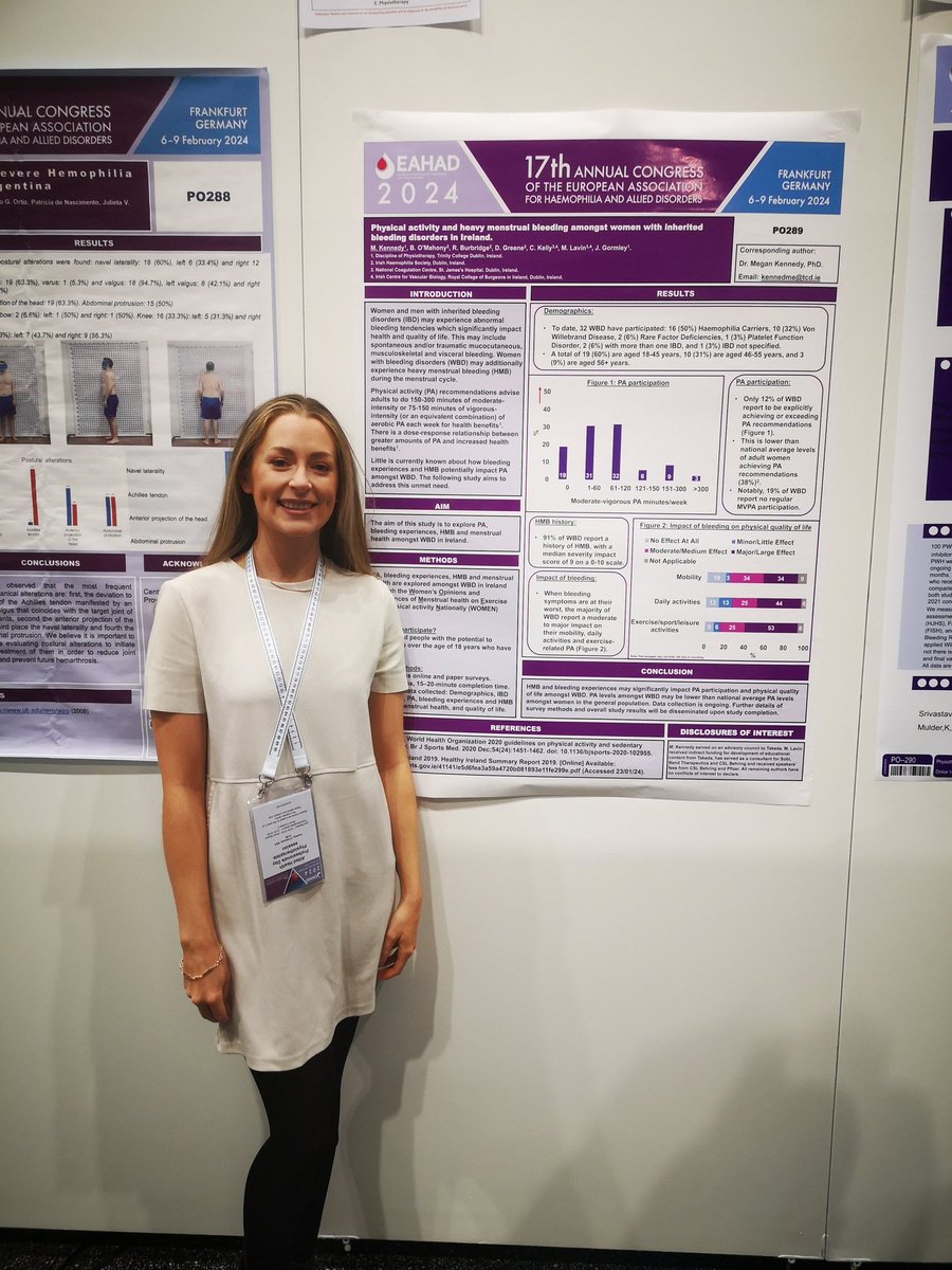 Delighted to present our work on the @WOMENstudy_Ire survey at #EAHAD2024! Thank you to all who have contributed to this research to date! @Brianhemophilia @sortoutbleeding @HaemophiliaIRL @tcddublin @PtTcd @stjamesdublin