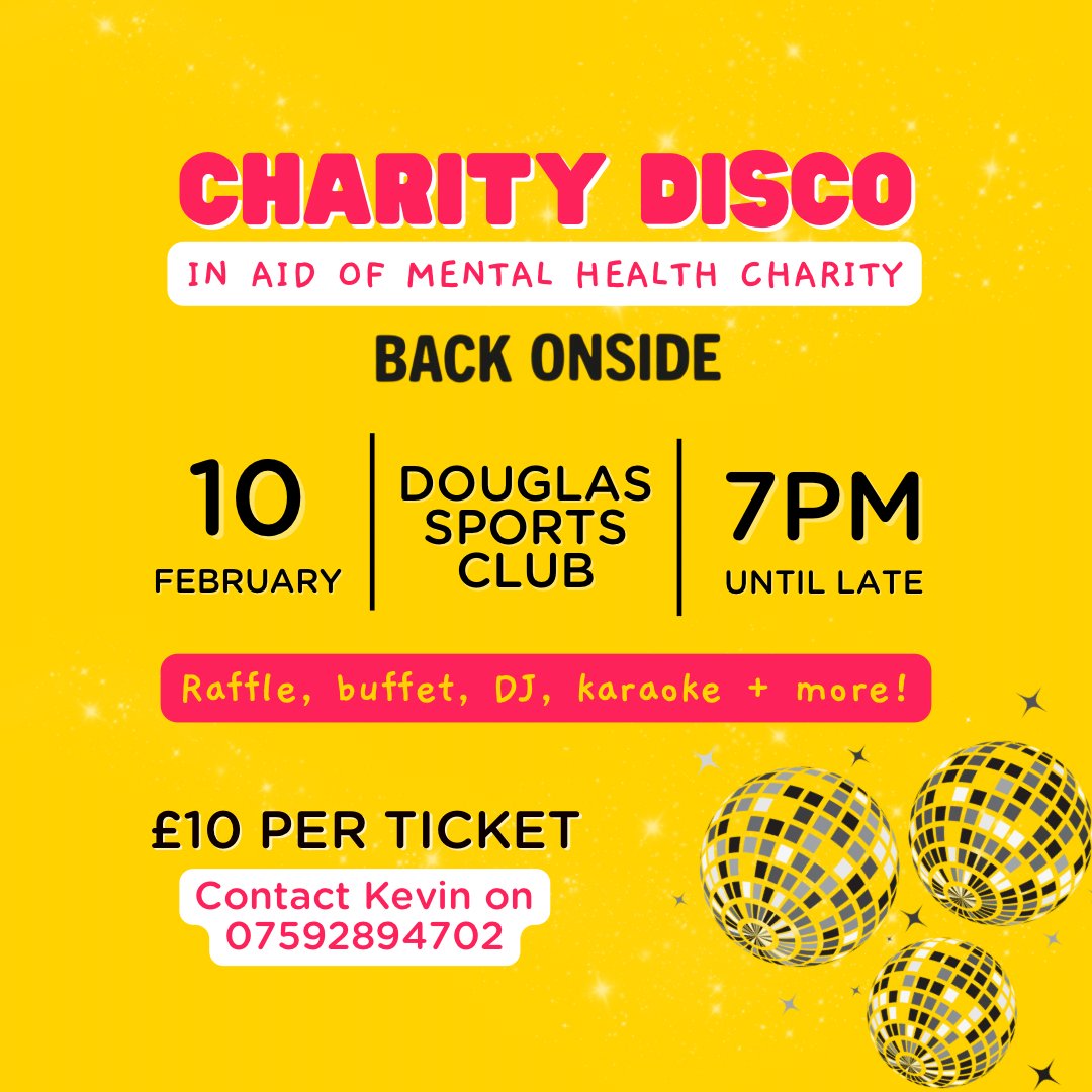 💛🪩 THIS WEEKEND 🪩💛 Looking for some last minute plans this weekend? Our supporter, Kevin McNaughton, is hosting a Charity Disco 𝘁𝗵𝗶𝘀 𝗦𝗮𝘁𝘂𝗿𝗱𝗮𝘆 to raise vital funds for Back Onside. It’s set to be an amazing night, with a DJ, karaoke, raffle, buffet + more!🎤…