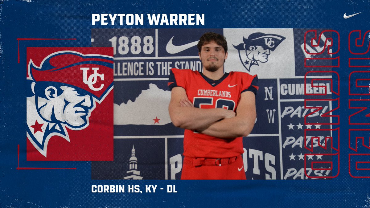 A big, physical DL from right up the road who is the brother of a current U Cumberlands WR! Welcome to The University of the Cumberlands @warren_pey89535 !!!