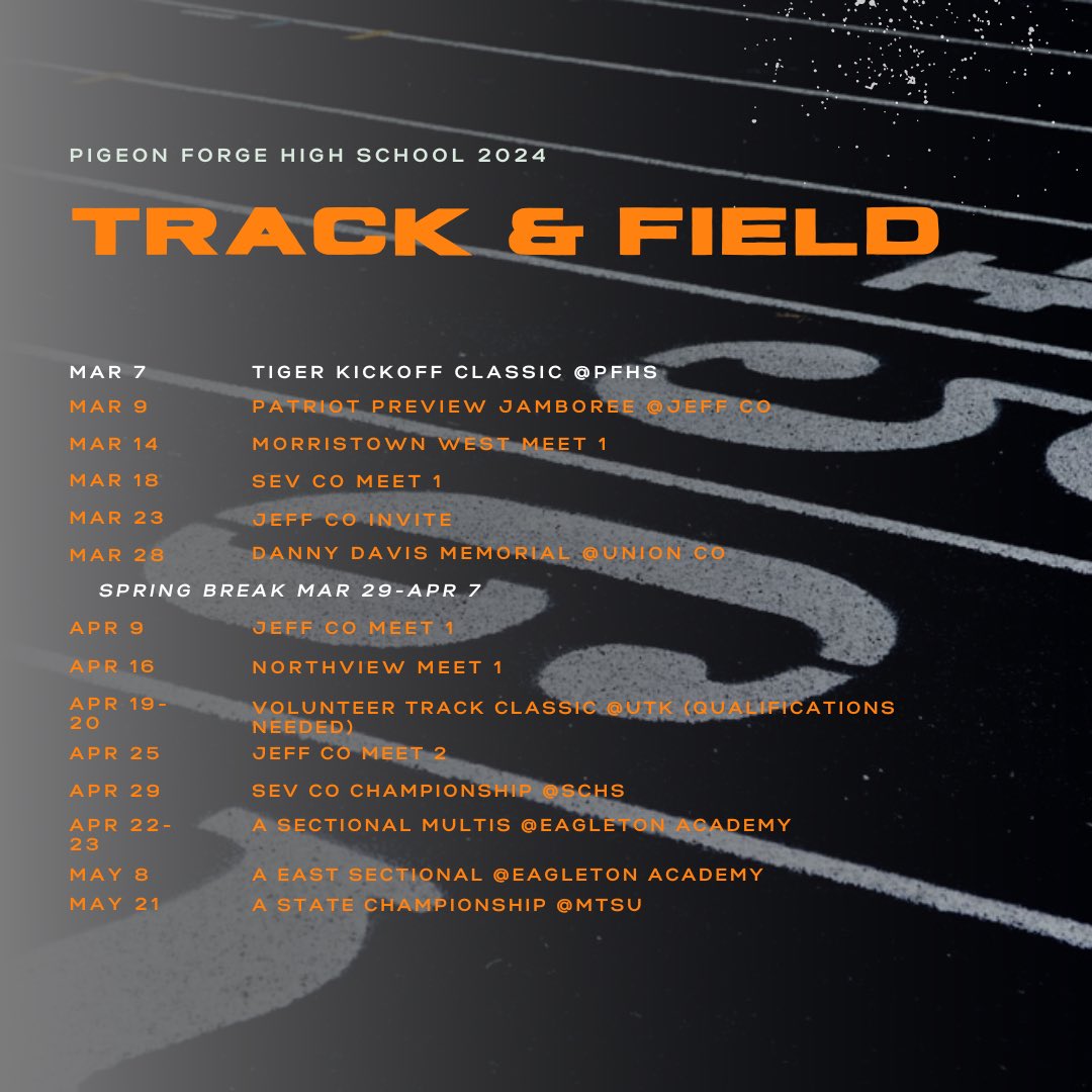 PigeonForgeTF's tweet photo. The 2024 schedule for your HS tigers! https://t.co/RXVmMvD3Wx