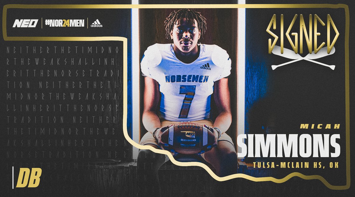 NEO Football (@norsemen_fb) on Twitter photo ๐๐ข๐ฒ๐ฐ๐ท๐ฎ๐ญ
Welcome to the Norsemen Family, <a href="/MicahSimmons02/">Micah Simmons</a> 
#NOR24MEN
#MadeOnTheBanks ๐๐ข๐ฒ๐ฐ๐ท๐ฎ๐ญ
Welcome to the Norsemen Family, <a href="/MicahSimmons02/">Micah Simmons</a> 
#NOR24MEN
#MadeOnTheBanks
