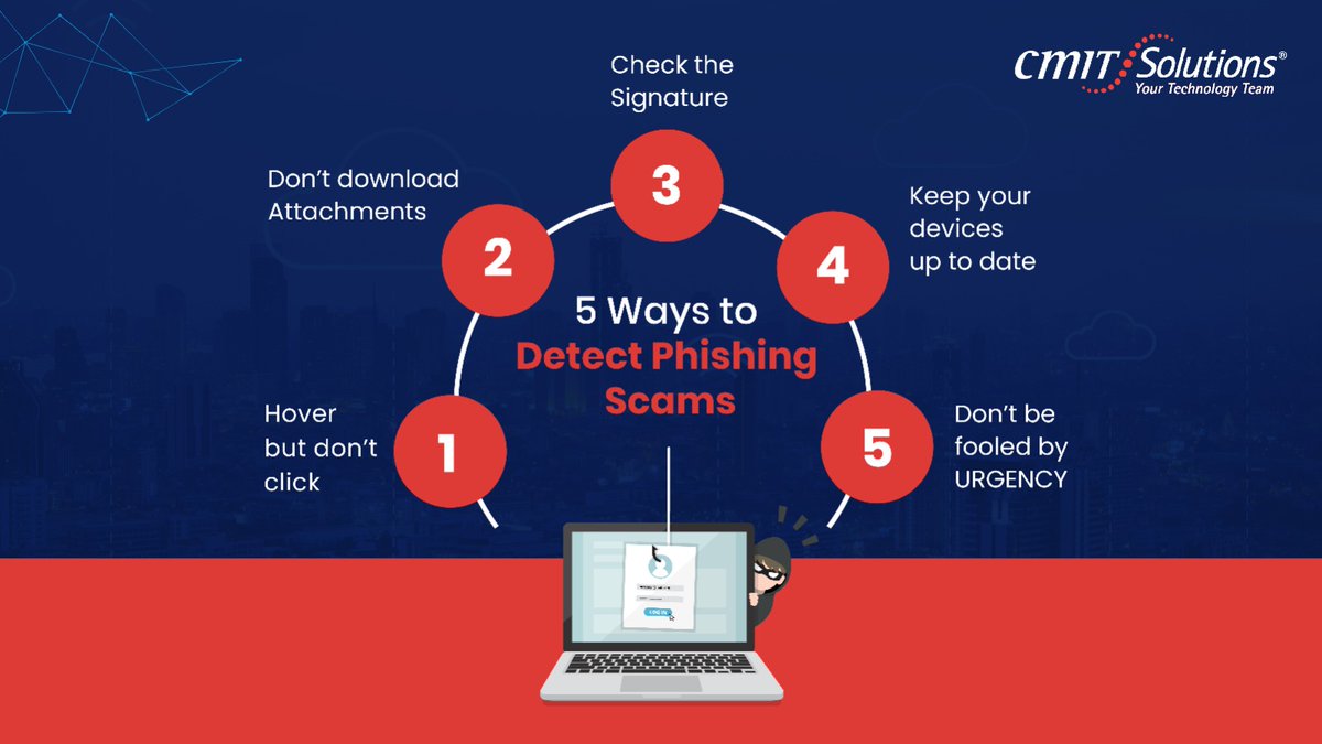 Cybersecurity Alert! Learn the art of detecting phishing scams with our essential tips. Don't let online threats bait you – empower yourself with knowledge! Contact Us - cmitsolutions.com/it-services/cy… #CyberSecurity #PhishingProtection #StaySafeOnline