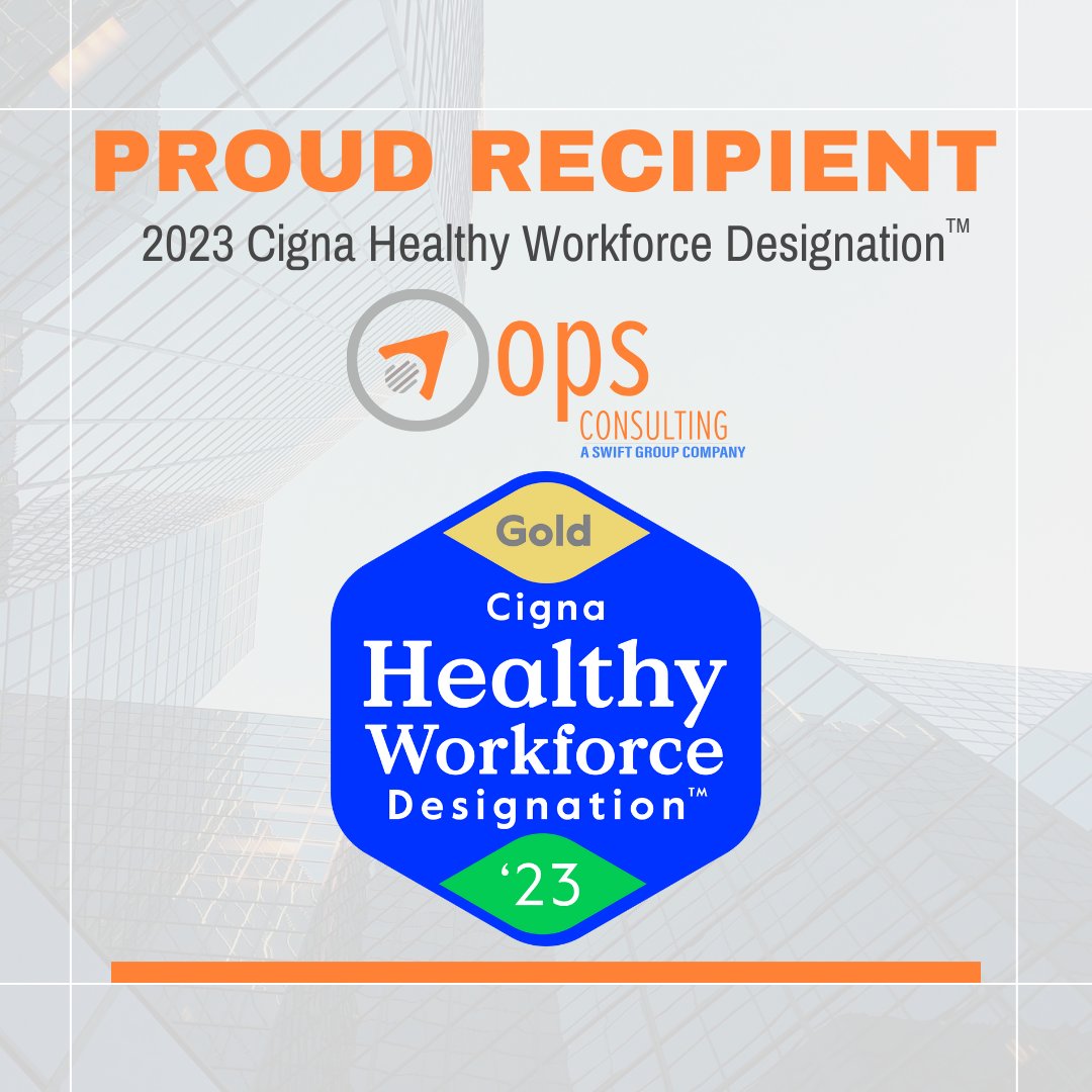 We're honored to receive the gold level Healthy Workforce Designation from Cigna Healthcare! Our successful well-being program stems from our commitment to being an Employee-Focused workplace that values vitality. #CignaHWD #OPSConsulting #TheSwiftGroup #EmployeeFocused