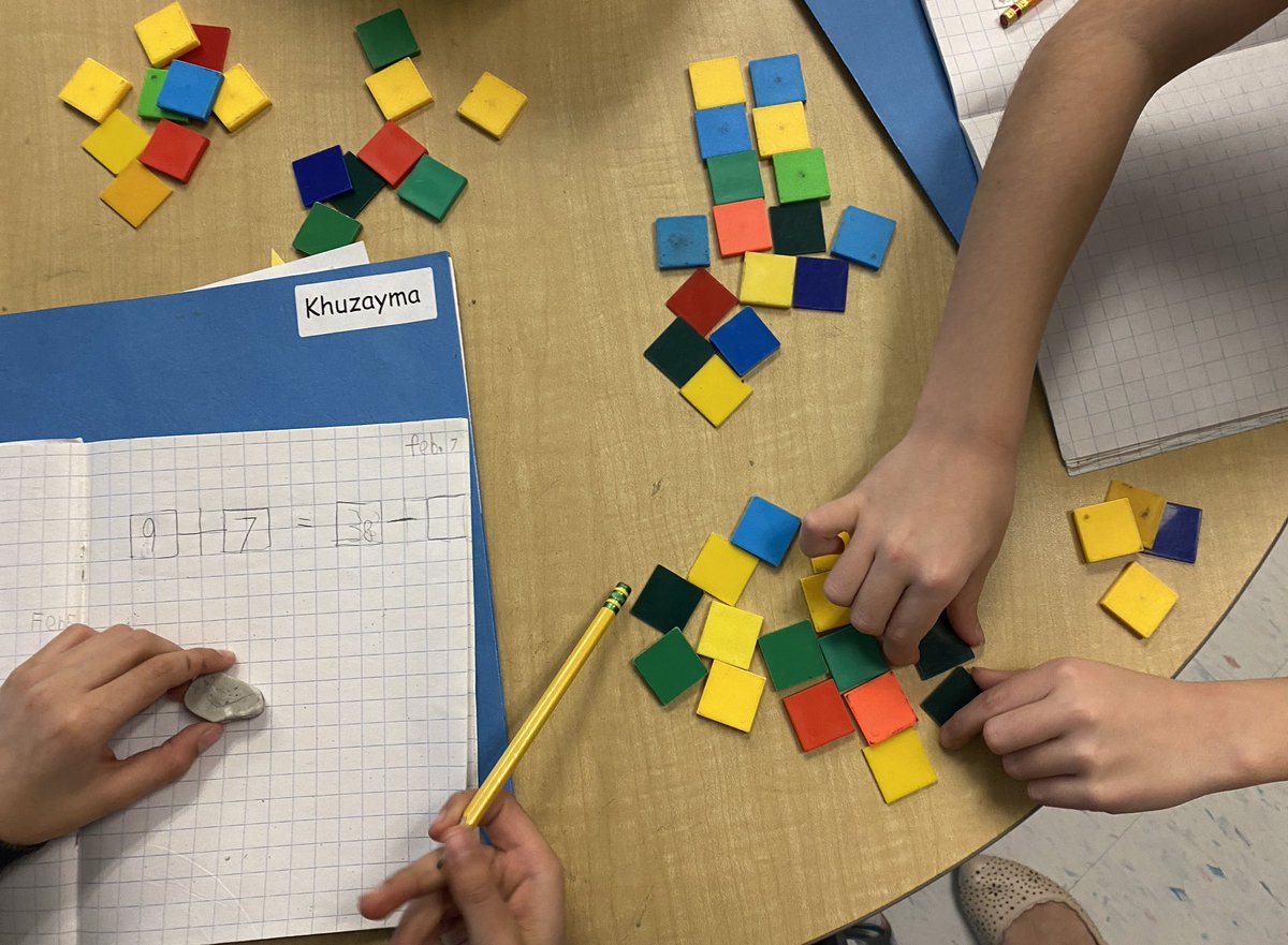 MsMacInClass's tweet image. 2C is using “piles of tiles” to show how to balance an equation with addition on one side (2 small piles) and subtraction (1 big pile) on the other. How many did you have to take away from the big pile to balance your equation?