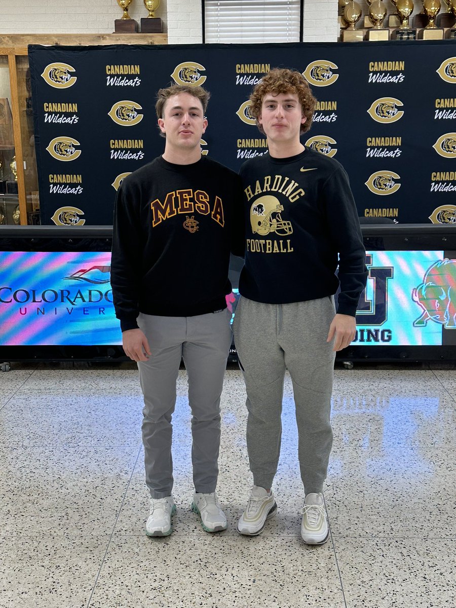 CanadianISD's tweet photo. Congratulations to Camren Cavalier (Harding) and Luke Flowers (Colorado Mesa) for signing their National Letter of Intent to play football next fall. https://t.co/snmRVXqjE6