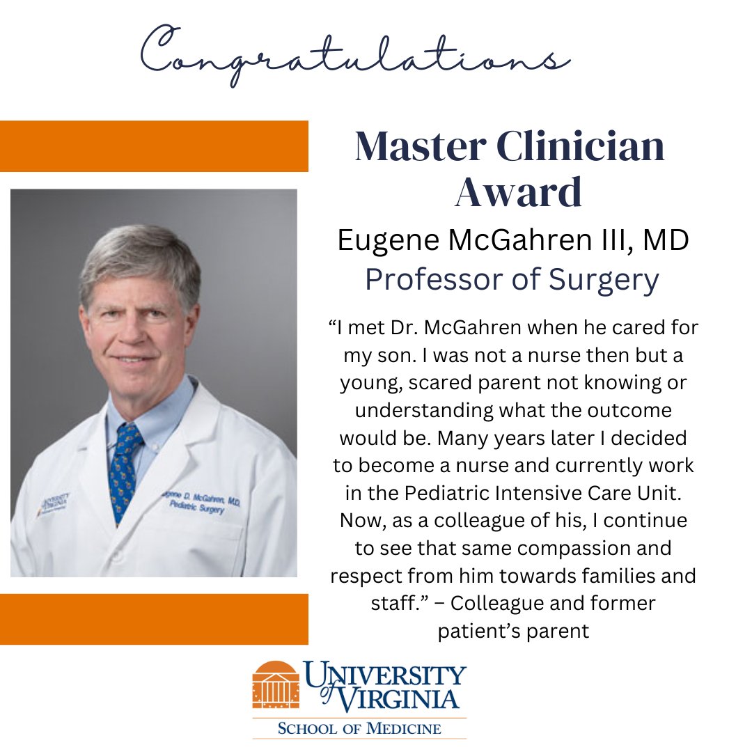 Congratulations to Dr. Eugene McGahren, a 2023 recipient of the Master Clinician Award.