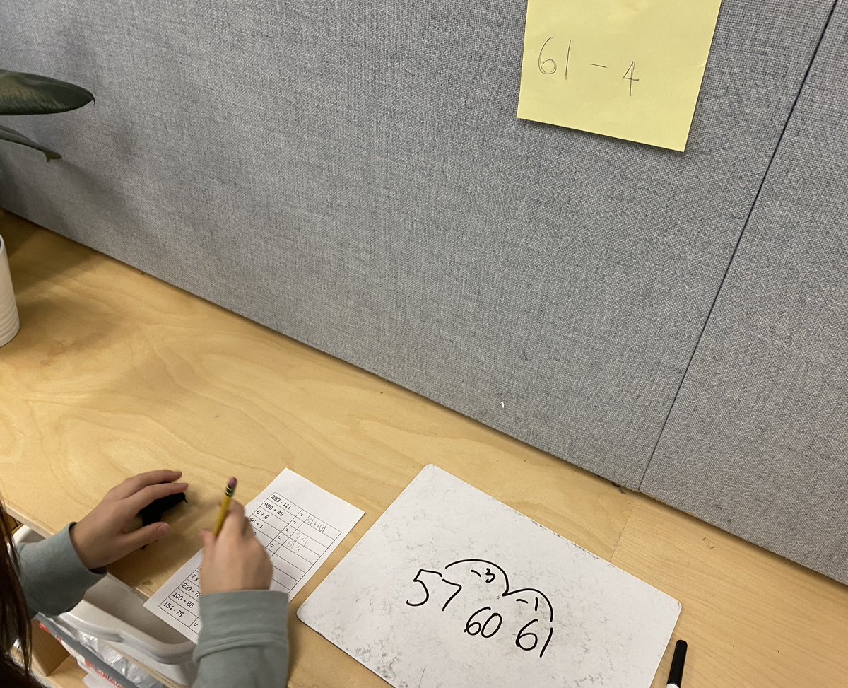 MsMacInClass's tweet image. Yesterday, 2/3A were tasked with writing 2 expressions with the same value. I put one of them up around the classroom, and typed the other one into a doc. Self-differentiated purposeful practice. Great focus and perseverance!