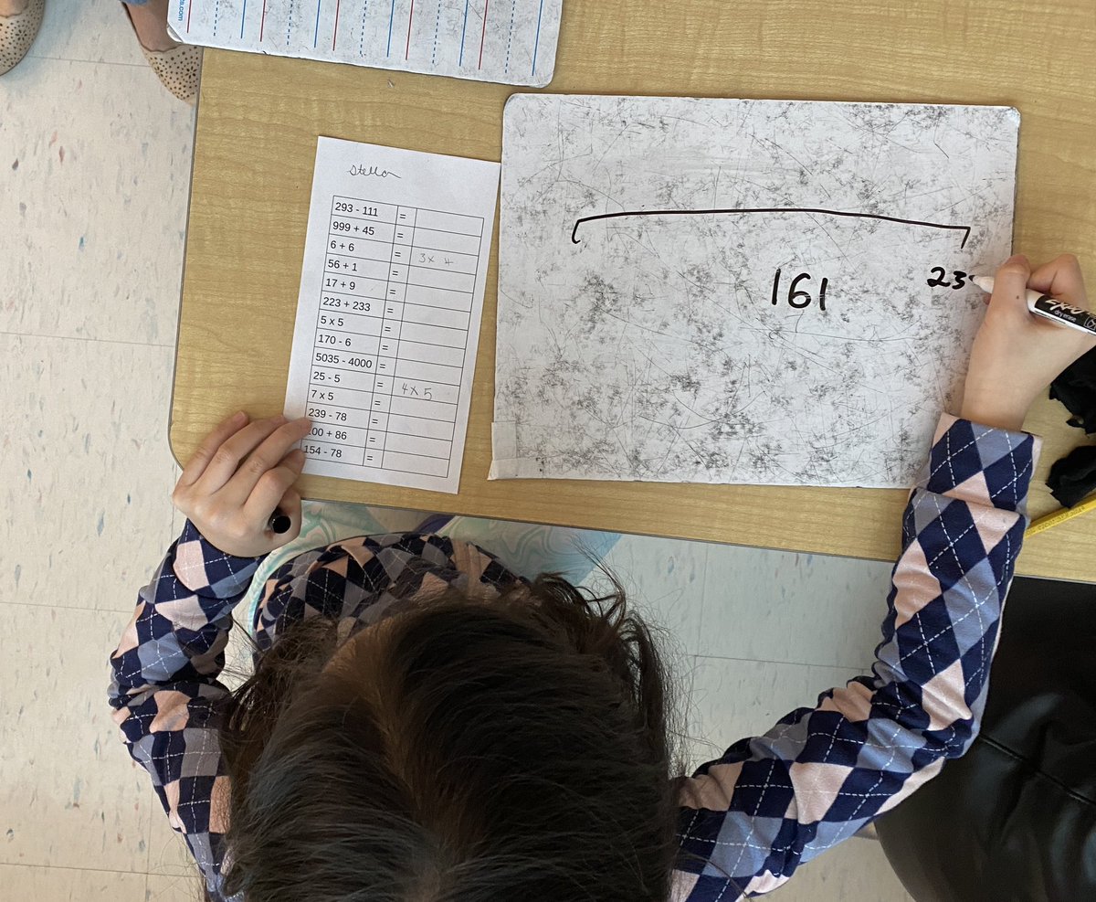 MsMacInClass's tweet image. Yesterday, 2/3A were tasked with writing 2 expressions with the same value. I put one of them up around the classroom, and typed the other one into a doc. Self-differentiated purposeful practice. Great focus and perseverance!