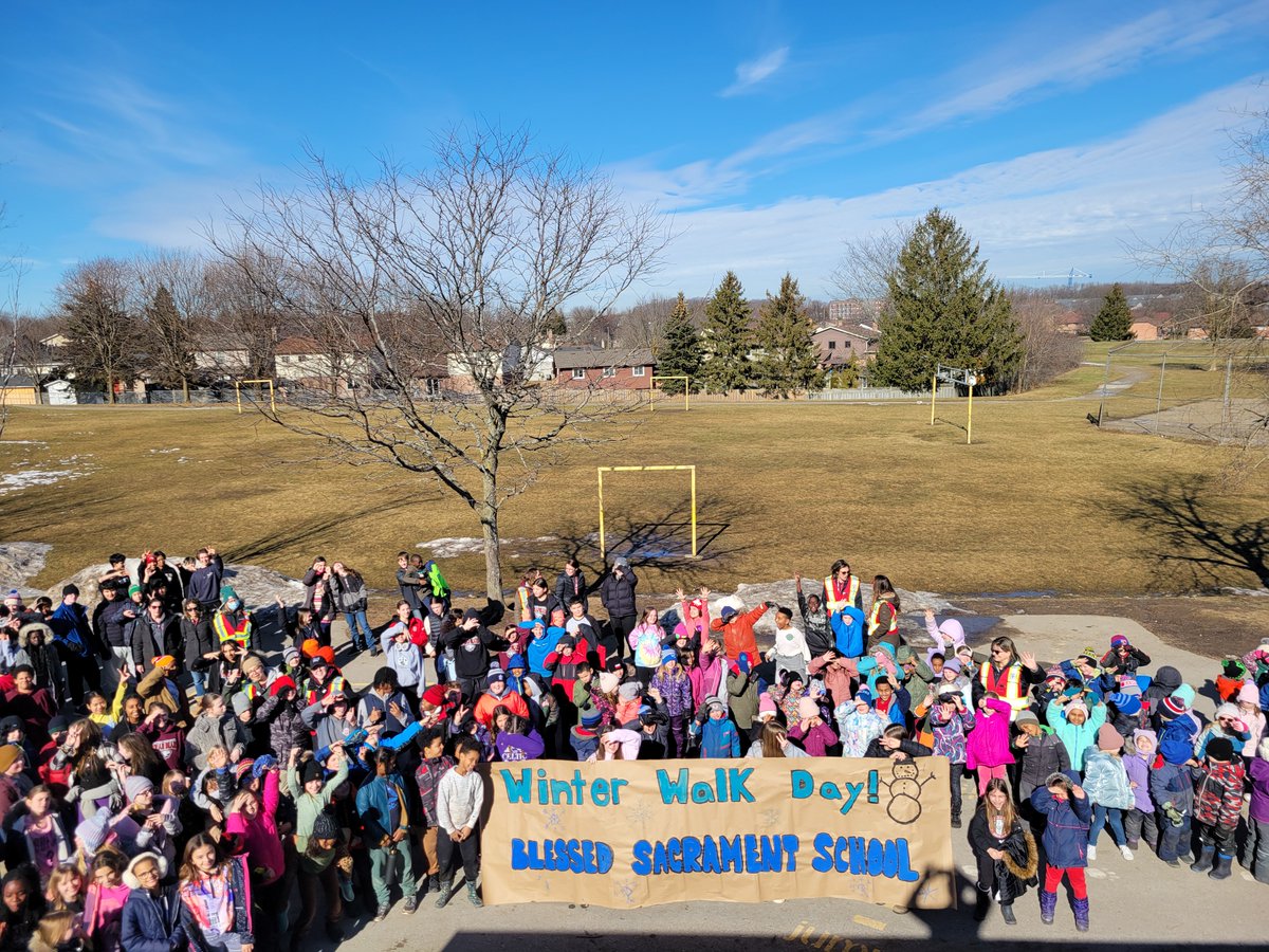 Perfect sunny weather for Winter Walk/Roll Day! #WCDSBAwesome #WinterWalkDay #PolarBearNation