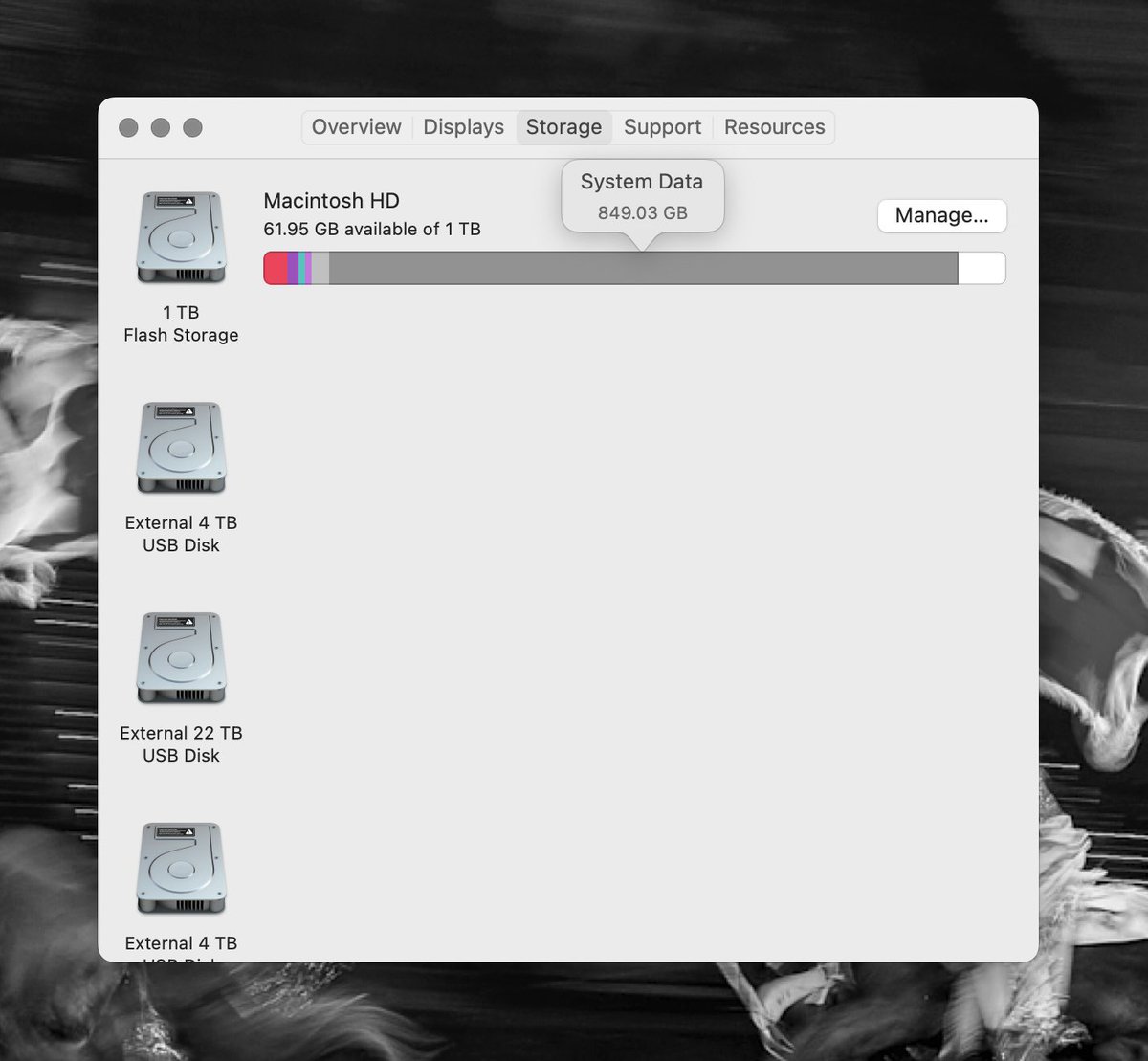 Hey <a href="/Apple/">Apple</a>. I’m getting really tired of “system data” taking up my entire HD #ffs.